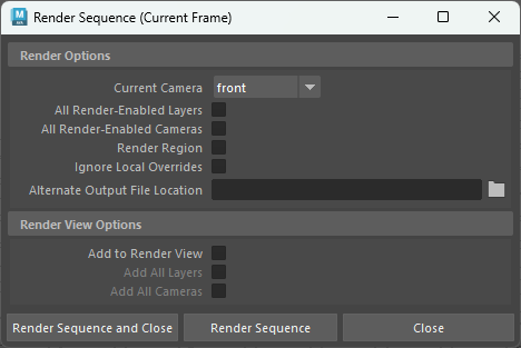 Picture of the render sequence window