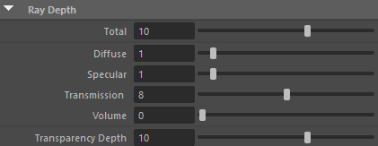 Ray depth render settings