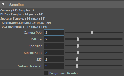 Sampling render settings