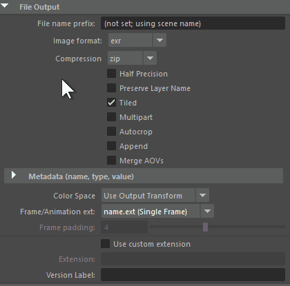File type render settings