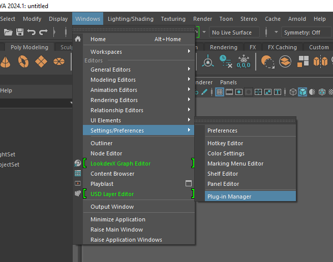 Enabling Bifrost through the plugin manager window.