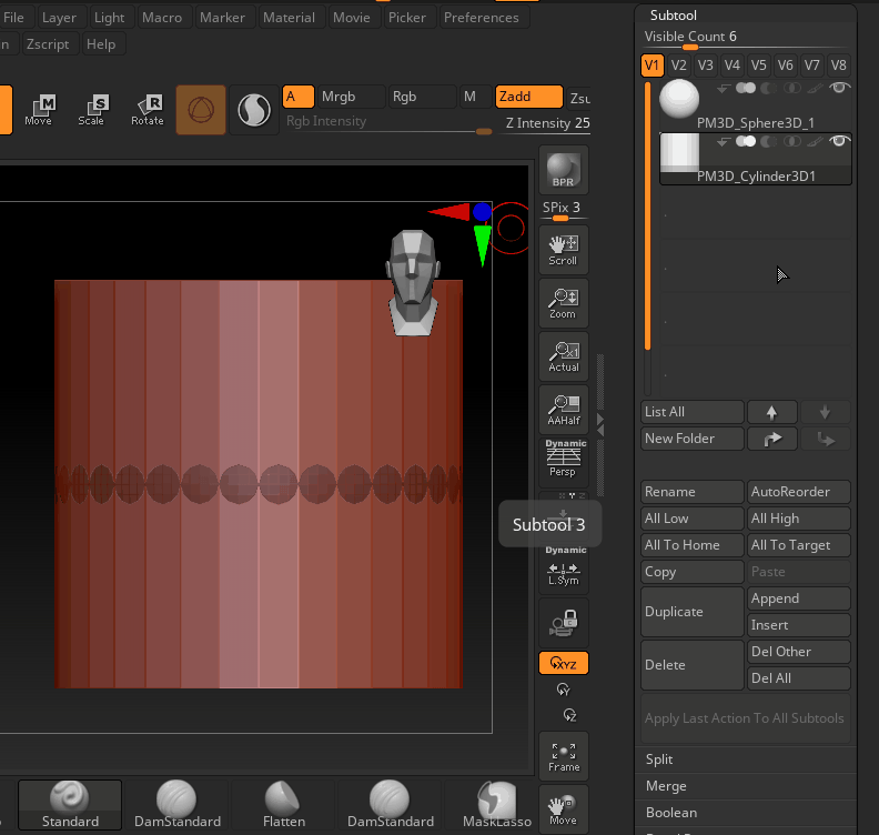 Toggle subtool visibility.